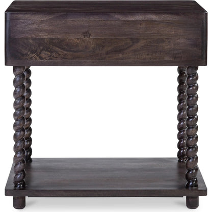 Tabitha Nightstand by Moe's Home Collection in brown. Made from mango wood, iron in a traditional style.