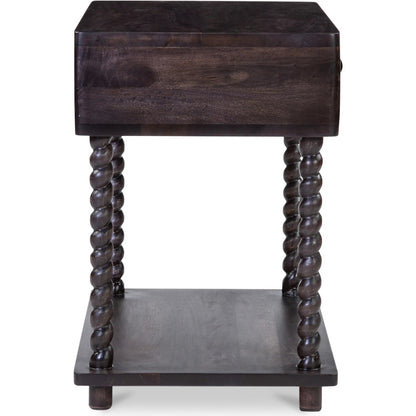 Tabitha Nightstand by Moe's Home Collection in brown. Made from mango wood, iron in a traditional style.