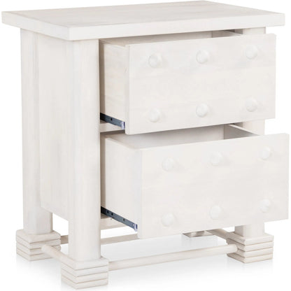 Clement Nightstand by Moe's Home Collection in whitewashed. Made from mango wood in a traditional style.