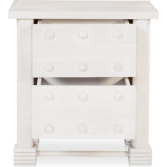 Clement Nightstand by Moe's Home Collection in whitewashed. Made from mango wood in a traditional style.