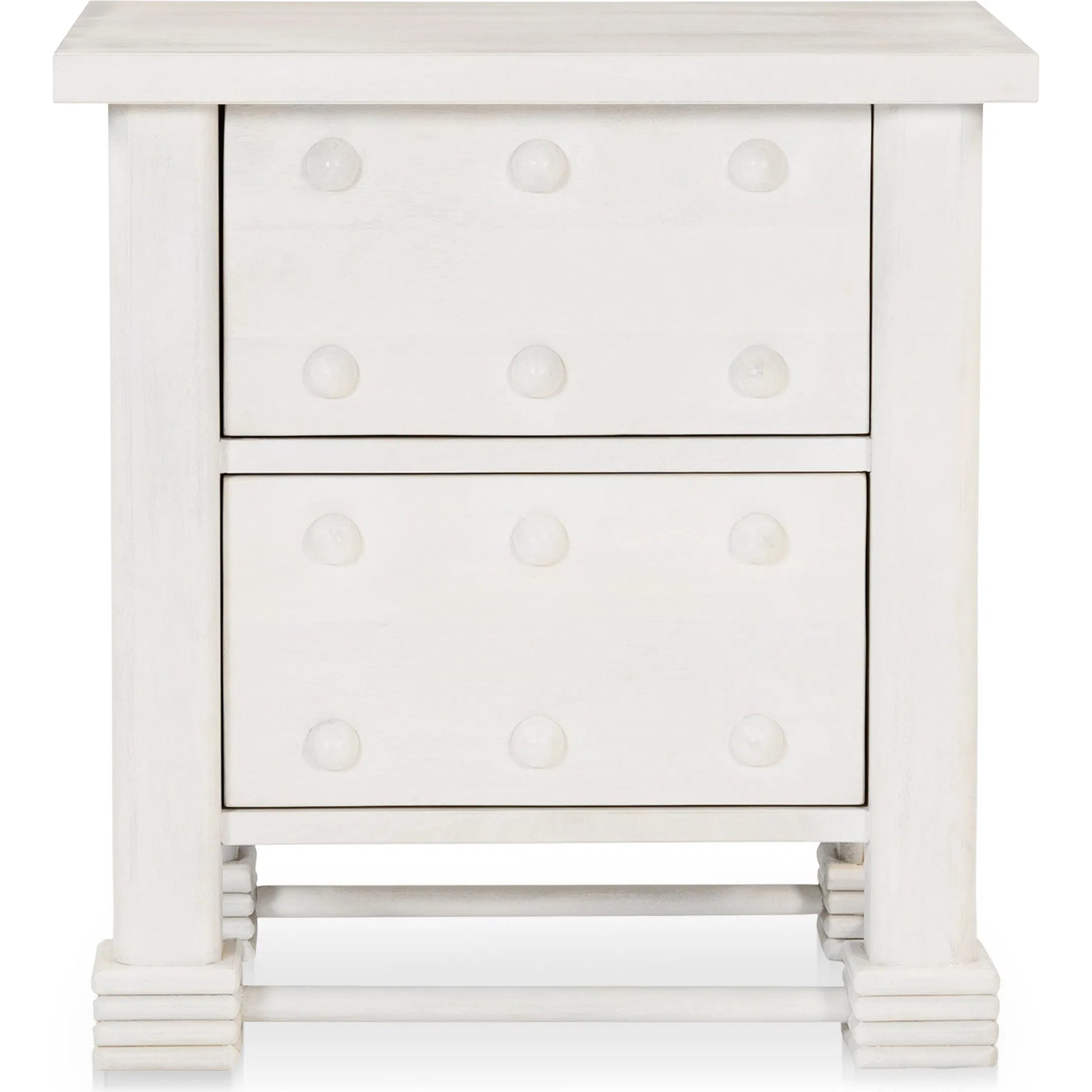 Clement Nightstand by Moe's Home Collection in whitewashed. Made from mango wood in a traditional style.