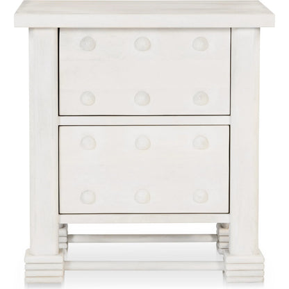 Clement Nightstand by Moe's Home Collection in whitewashed. Made from mango wood in a traditional style.