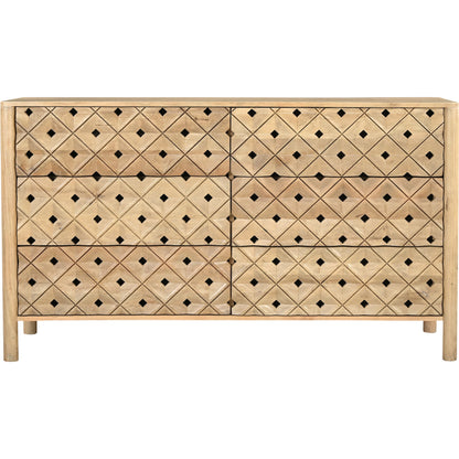 Fulton 6 Drawer Dresser by Moe's Home Collection in natural and natural. Made from tops, sides, drawer mango wood, drawer bottom, mdf in a traditional style.