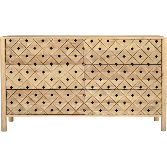 Fulton 6 Drawer Dresser by Moe's Home Collection in natural and natural. Made from tops, sides, drawer mango wood, drawer bottom, mdf in a unique style.
