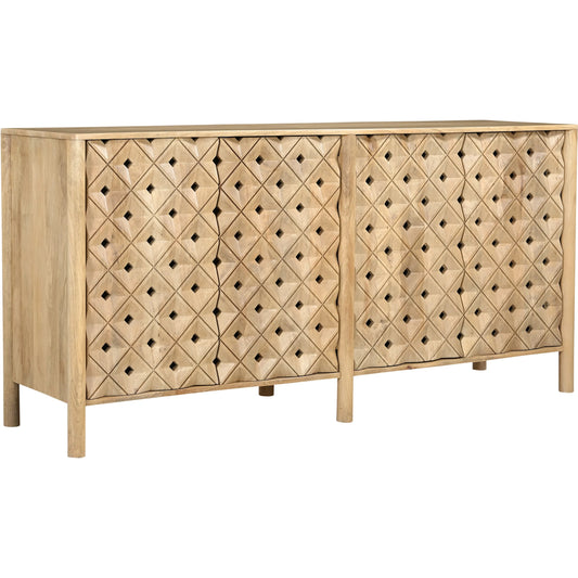 Fulton 4 Door Sideboard by Moe's Home Collection in natural and natural. Made from tops, sides, drawer mango wood, drawer bottom, mdf in a unique style.