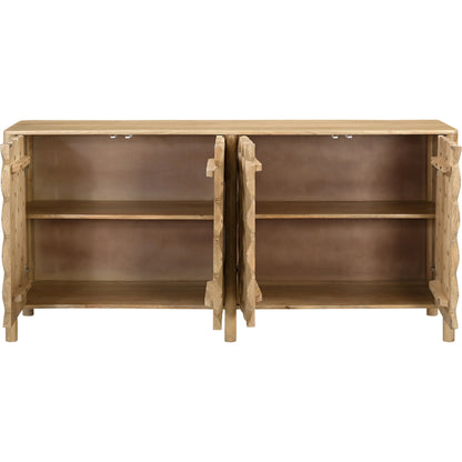 Fulton 4 Door Sideboard by Moe's Home Collection in natural and natural. Made from tops, sides, drawer mango wood, drawer bottom, mdf in a traditional style.