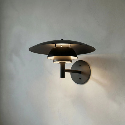 Caprese Sconce by Noir in matte black. Made from industrial steel in a modern style.