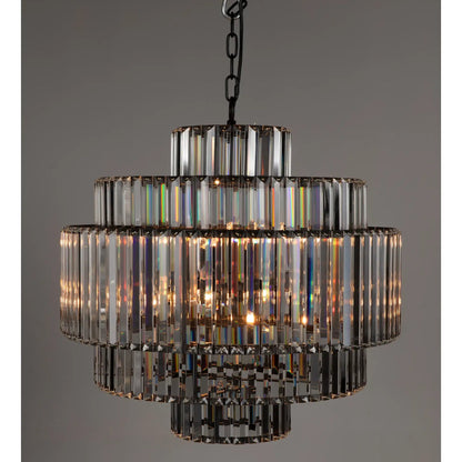 Axa Chandelier by Noir in matte black. Made from industrial steel and crystals in a unique style.
