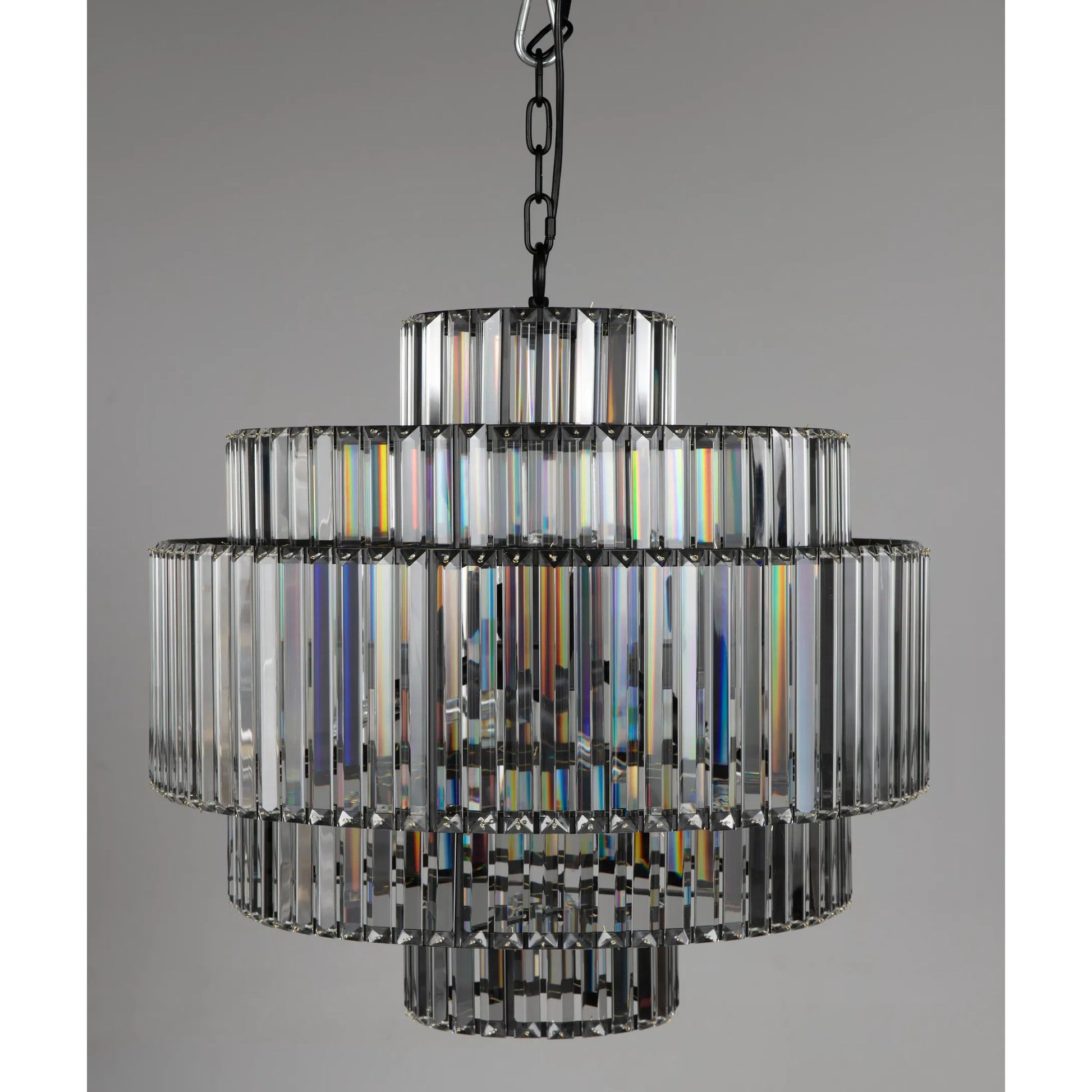 Axa Chandelier by Noir in matte black. Made from industrial steel and crystals in a unique style.