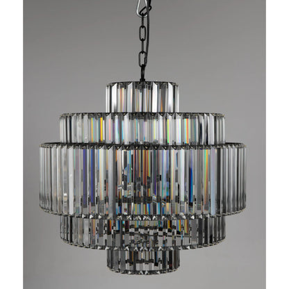 Axa Chandelier by Noir in matte black. Made from industrial steel and crystals in a unique style.