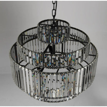 Axa Chandelier by Noir in matte black. Made from industrial steel and crystals in a unique style.