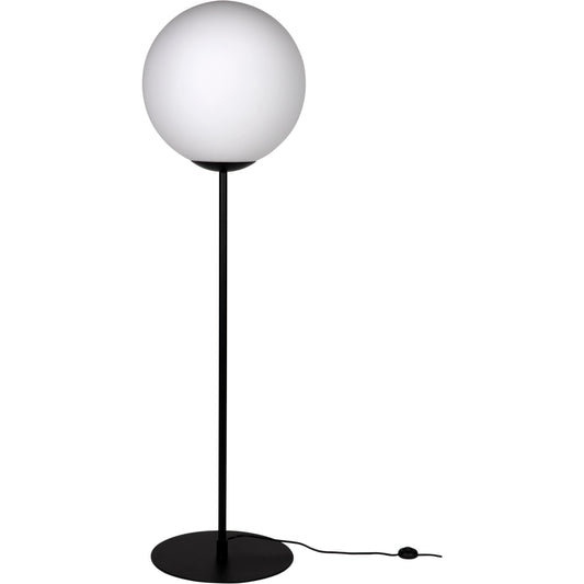Lazarus Floor Lamp by Noir in matte black. Made from industrial steel and frosted globes in a modern style.
