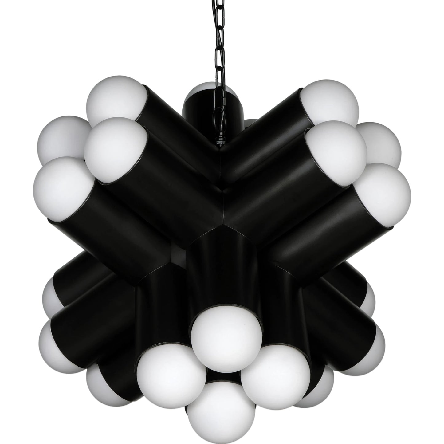 001 SI-2189461 | Primary Silo | Massimo Chandelier by Noir in matte black. Made from industrial steel and frosted globe in a modern style.