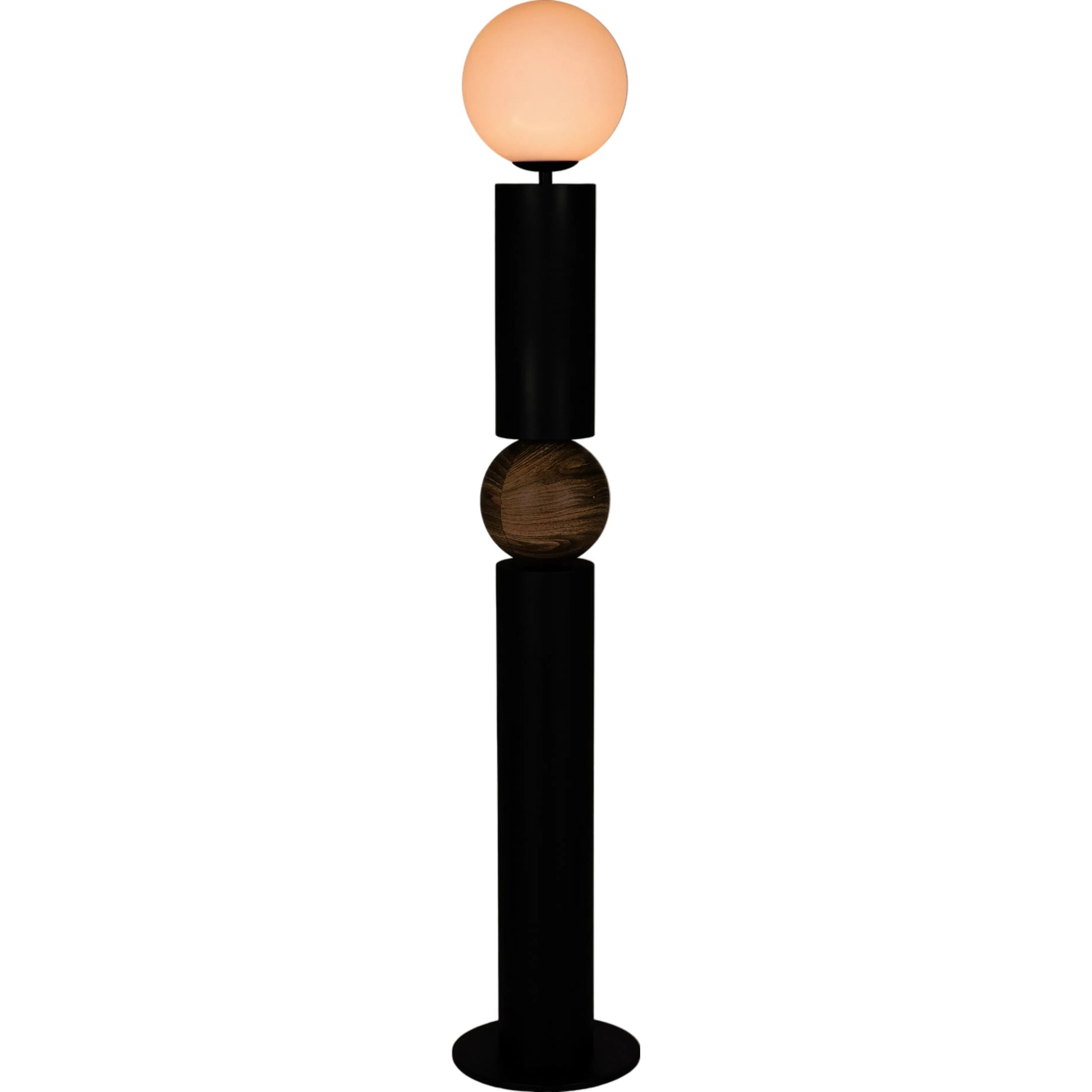 Max Floor Lamp by Noir in matte black. Made from industrial steel and frosted globe in a modern style.