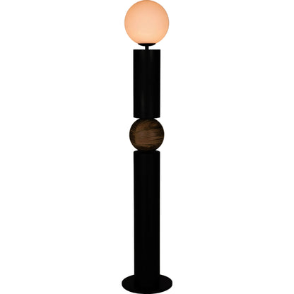 Max Floor Lamp by Noir in matte black. Made from industrial steel and frosted globe in a modern style.
