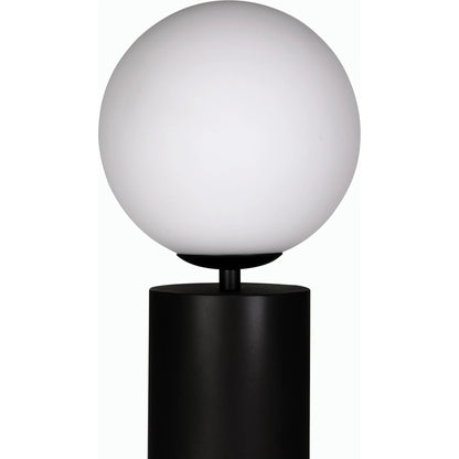 Max Floor Lamp by Noir in matte black. Made from industrial steel and frosted globe in a modern style.