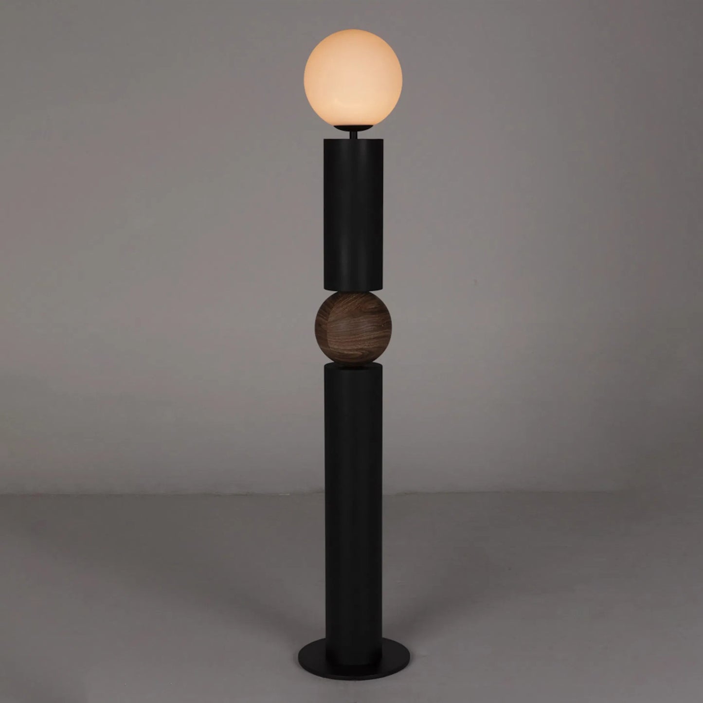 005 SI-2189462 | Unknown | Max Floor Lamp by Noir in matte black. Made from industrial steel and frosted globe in a modern style.