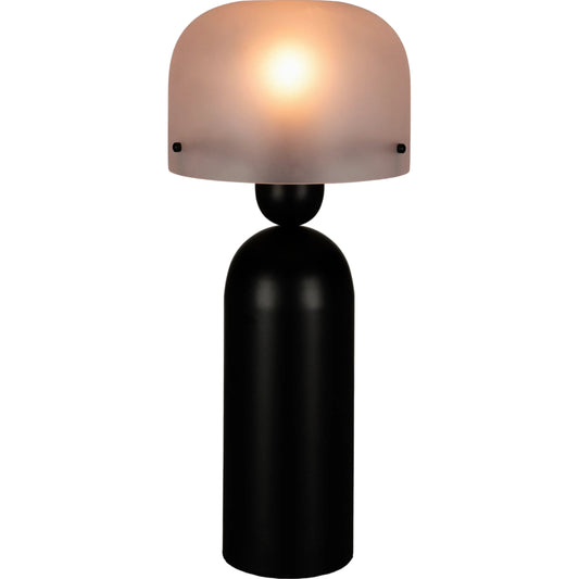 Emma Lamp by Noir in matte black. Made from industrial steel and frosted glass in a modern style.
