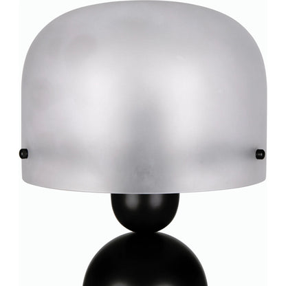 Emma Lamp by Noir in matte black. Made from industrial steel and frosted glass in a modern style.