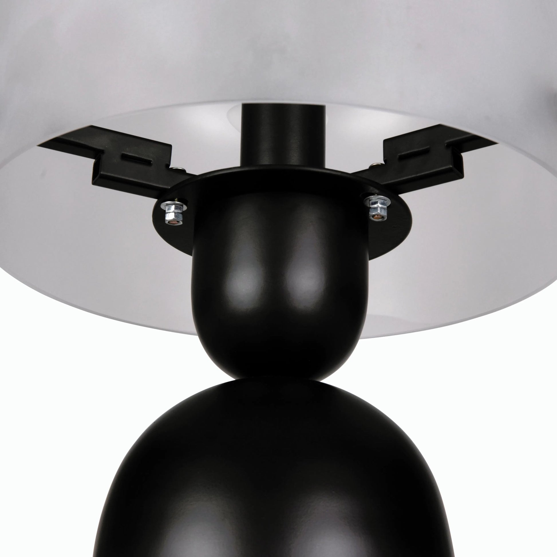 Emma Lamp by Noir in matte black. Made from industrial steel and frosted glass in a modern style.