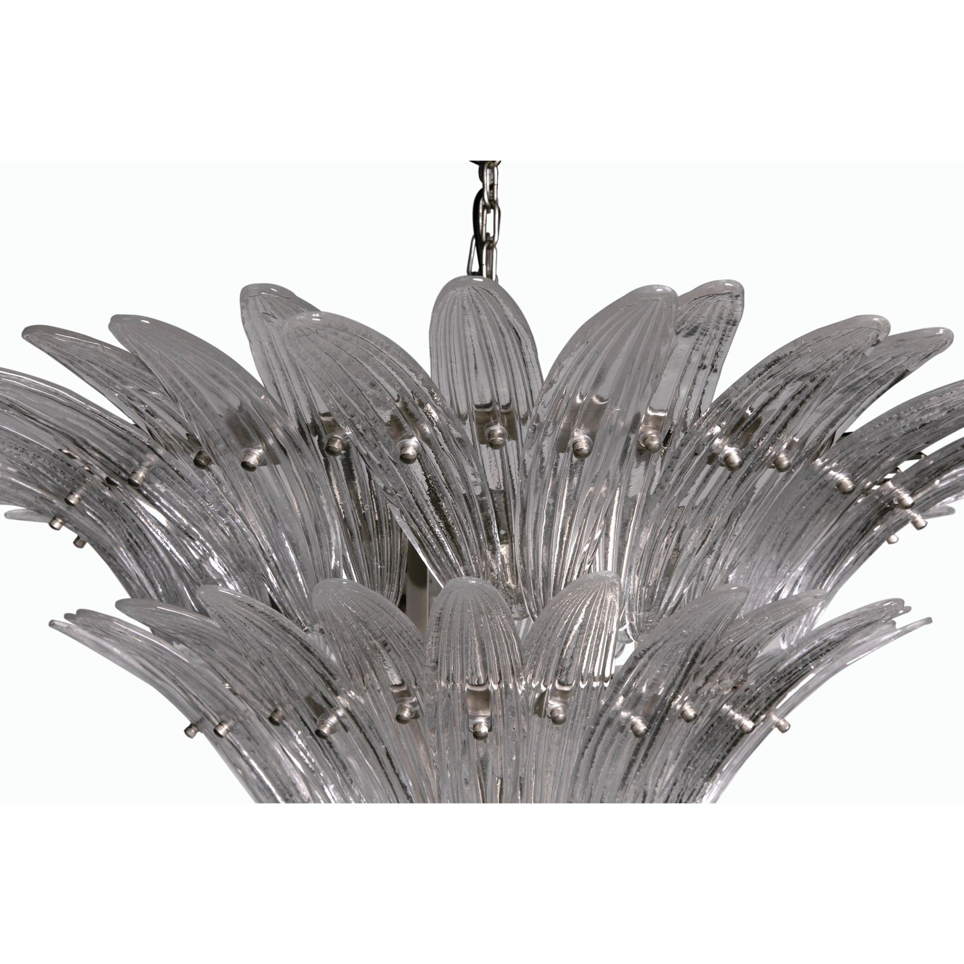 Emperor Chandelier by Noir in antique silver. Made from industrial steel and textured glass in a modern style.