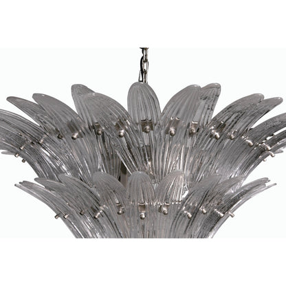 Emperor Chandelier by Noir in antique silver. Made from industrial steel and textured glass in a modern style.