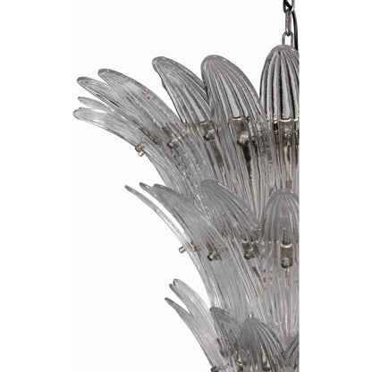 Emperor Chandelier by Noir in antique silver. Made from industrial steel and textured glass in a modern style.