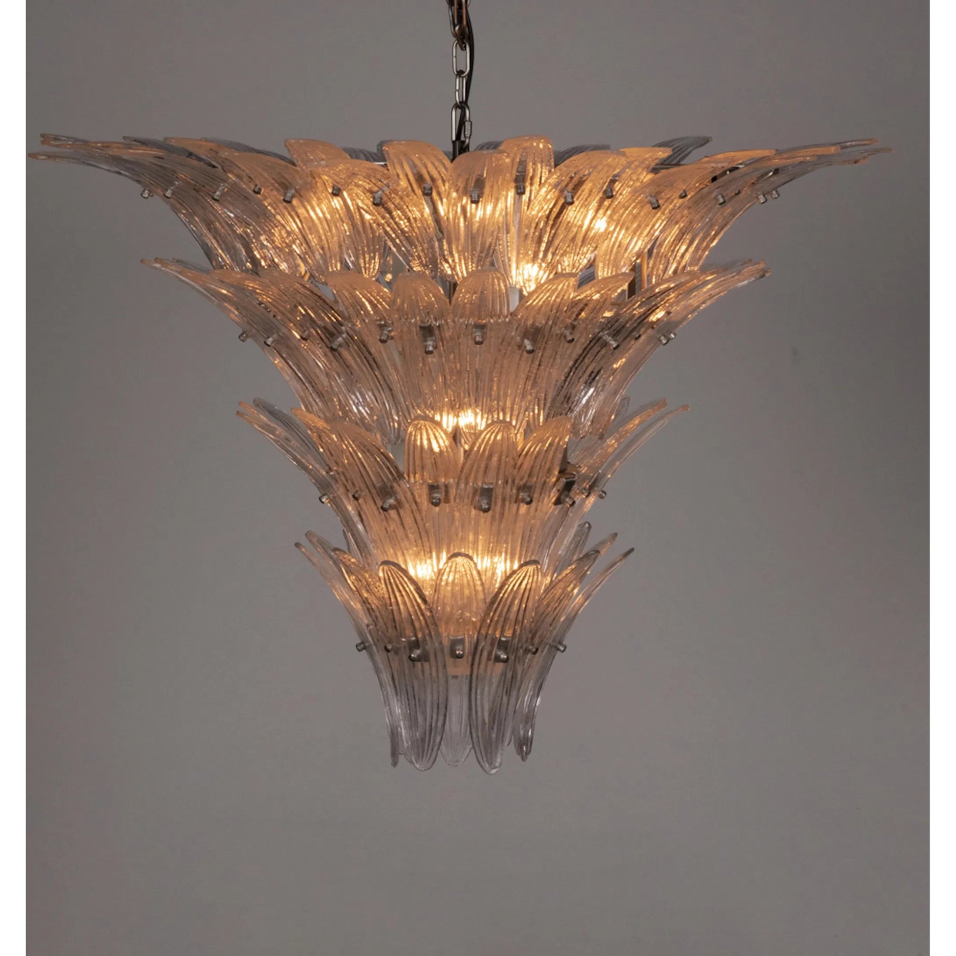 Emperor Chandelier by Noir in antique silver. Made from industrial steel and textured glass in a modern style.