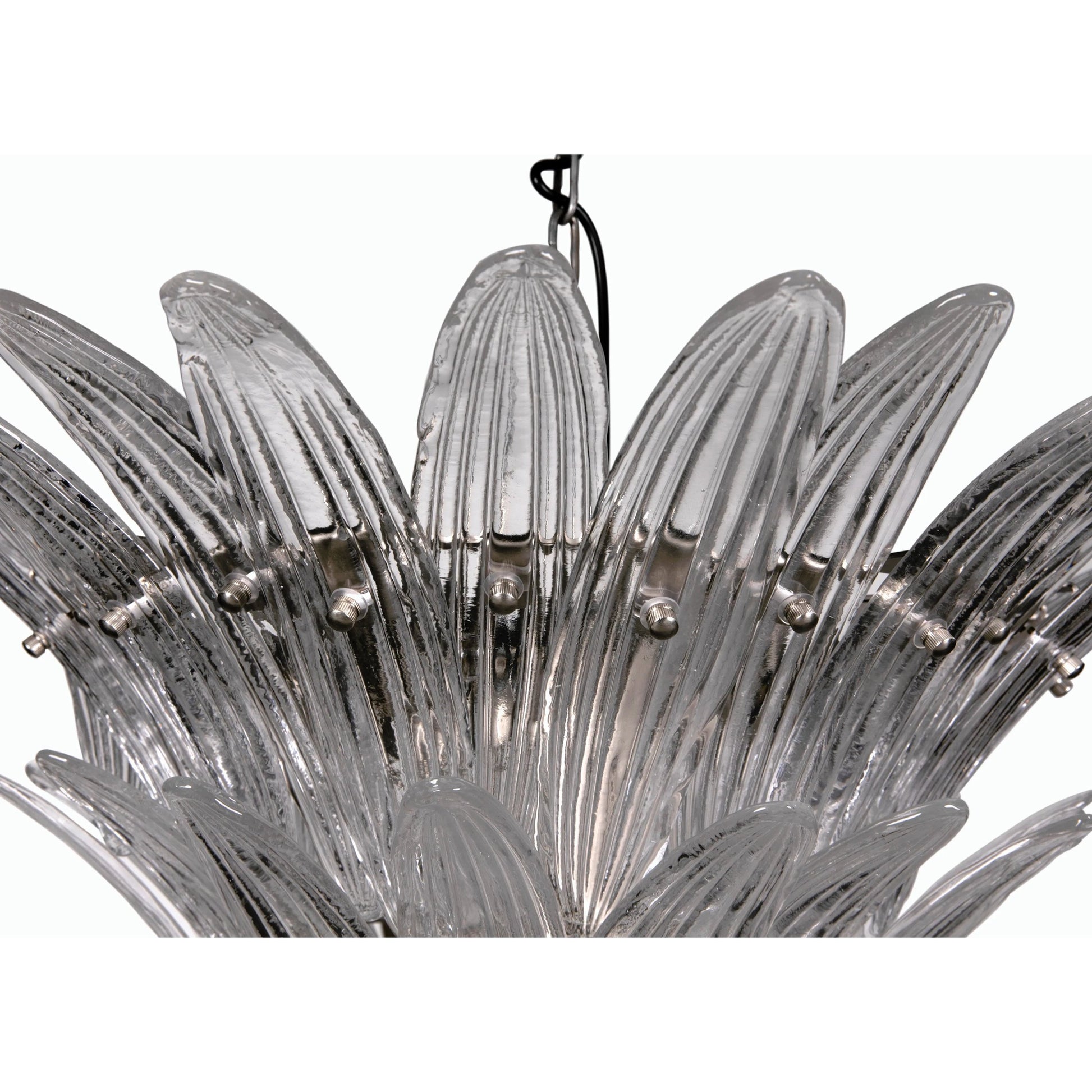 Emperor Chandelier by Noir in antique silver. Made from industrial steel and textured glass in a modern style.