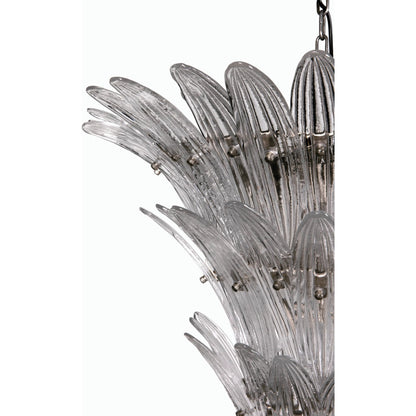Emperor Chandelier by Noir in antique silver. Made from industrial steel and textured glass in a modern style.