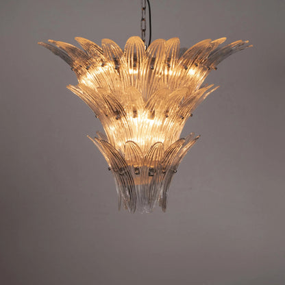 Emperor Chandelier by Noir in antique silver. Made from industrial steel and textured glass in a modern style.