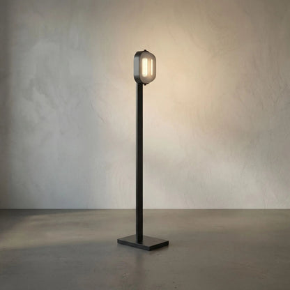 Subway Floor Lamp by Noir in matte black. Made from iron, frosted glass in a unique style.