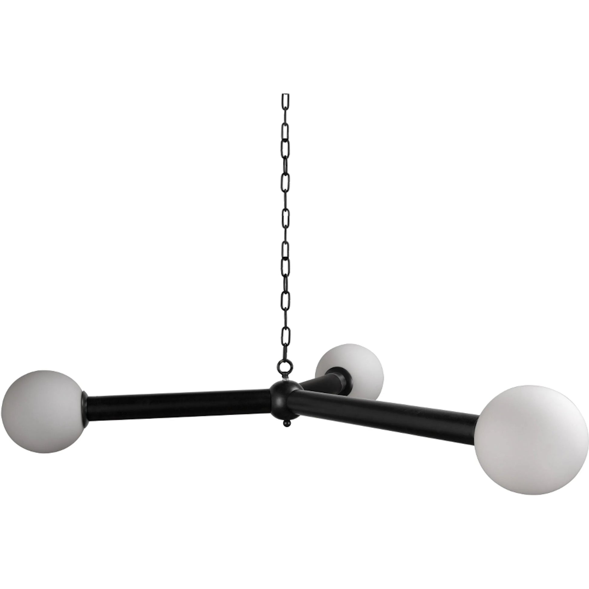 Clemenza Chandelier by Noir in matte black. Made from iron, frosted glass in a unique style.