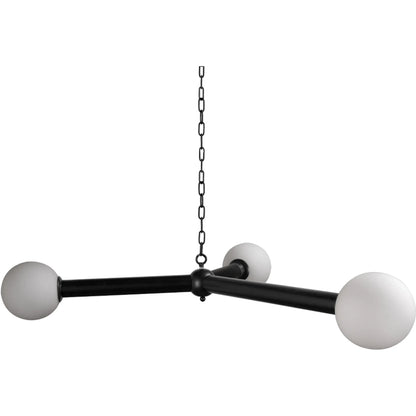 Clemenza Chandelier by Noir in matte black. Made from iron, frosted glass in a unique style.