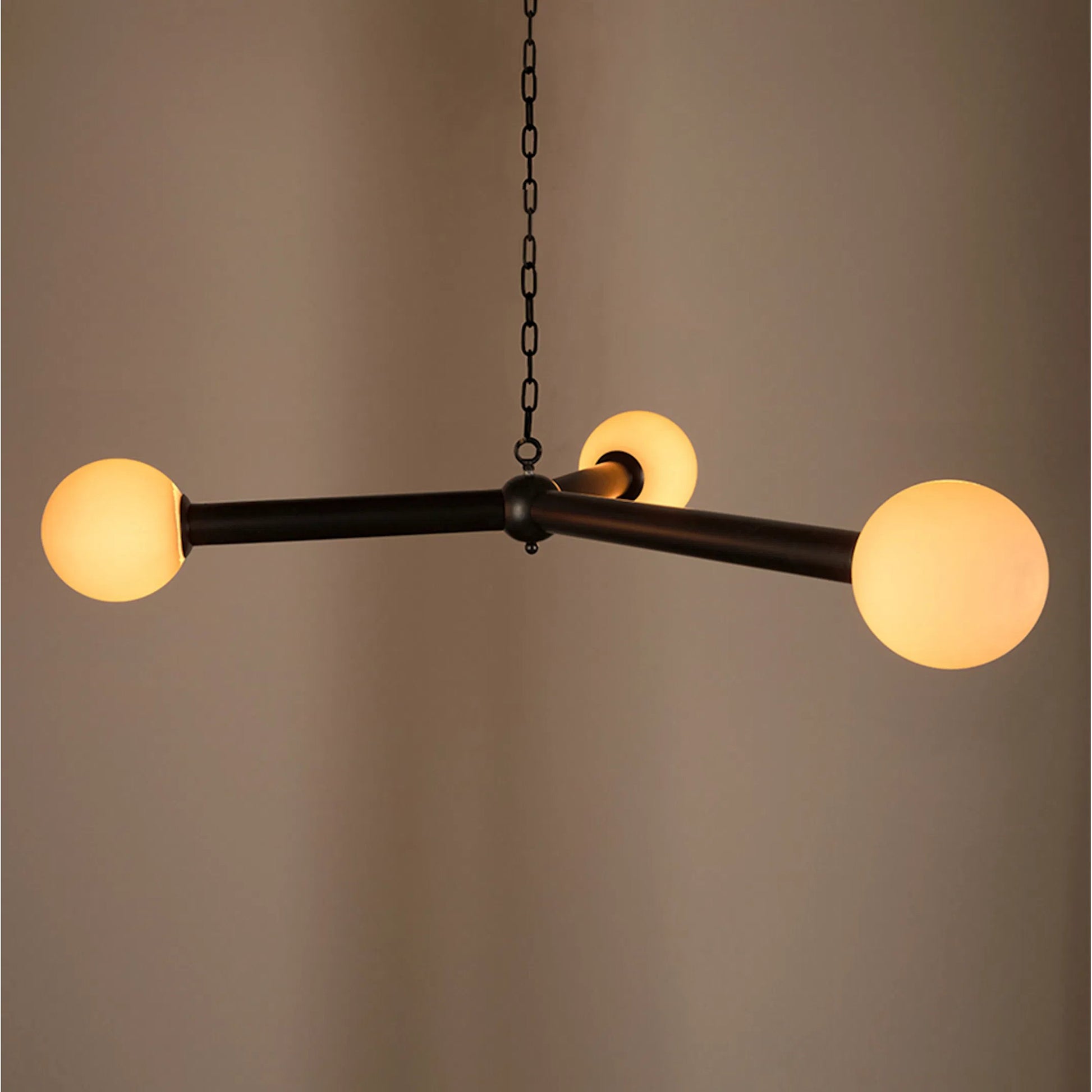 Clemenza Chandelier by Noir in matte black. Made from iron, frosted glass in a unique style.