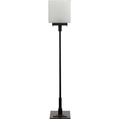 Barzini Floor Lamp by Noir in matte black. Made from iron, frosted glass in a unique style.