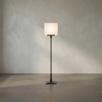 Barzini Floor Lamp by Noir in matte black. Made from iron, frosted glass in a unique style.