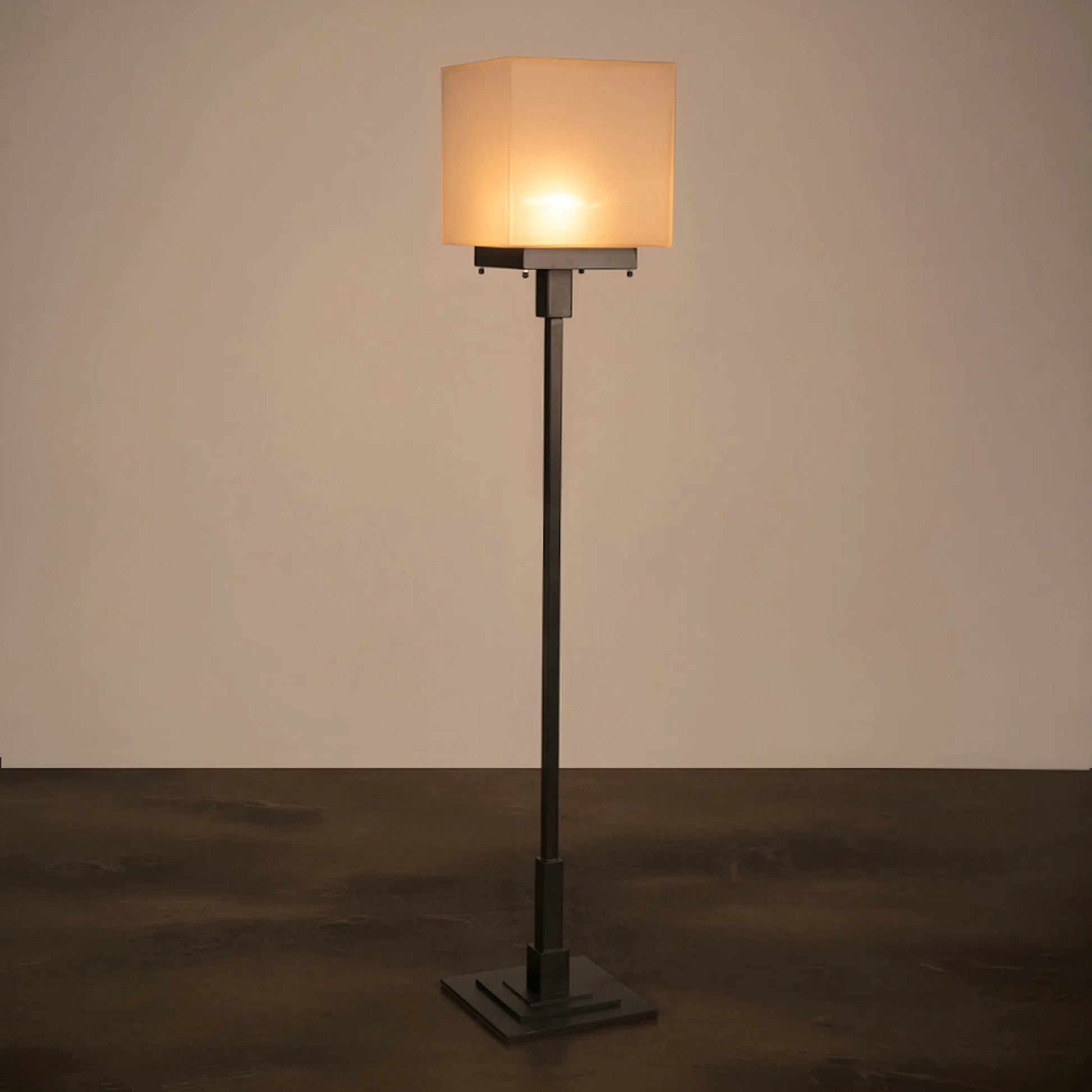 Barzini Floor Lamp by Noir in matte black. Made from iron, frosted glass in a unique style.