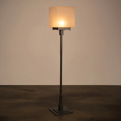 Barzini Floor Lamp by Noir in matte black. Made from iron, frosted glass in a unique style.