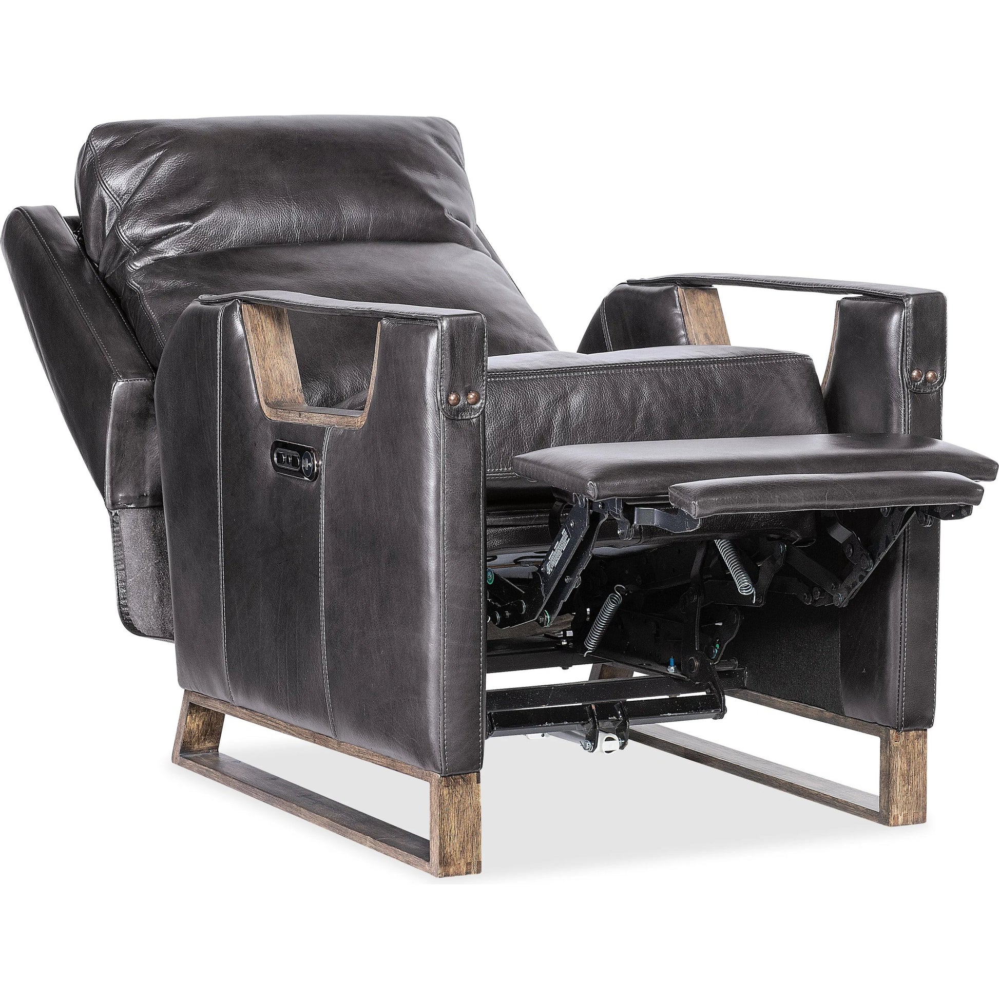 Relic Power Recliner with Power Headrest by Hooker Furniture in light wood. Made from unique in a traditional style.