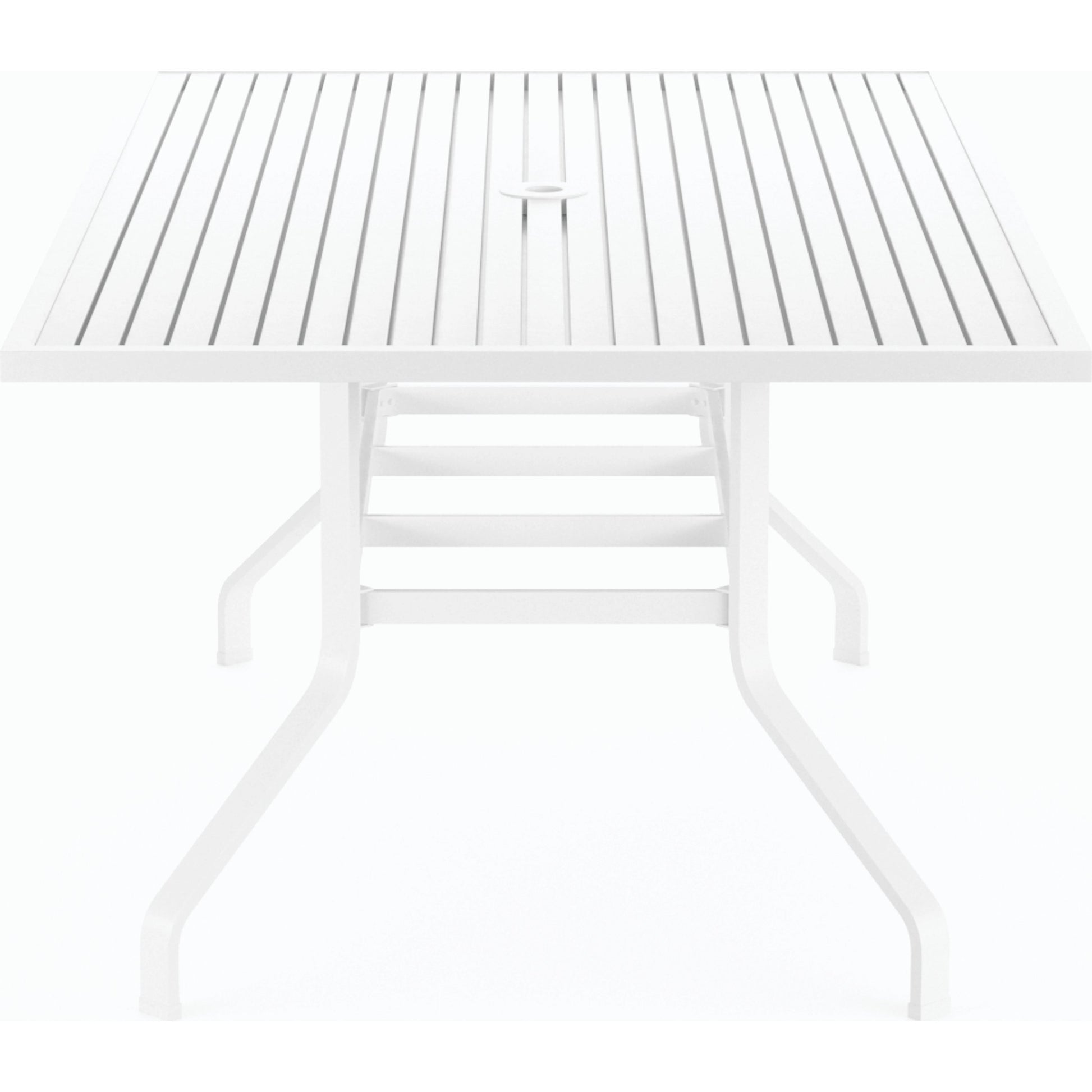Bristol Outdoor 72" Rectangular Dining Table by Sunset West in white. Made from aluminum in a modern style.