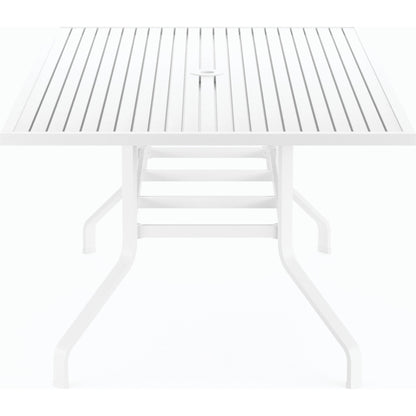 Bristol Outdoor 72" Rectangular Dining Table by Sunset West in white. Made from aluminum in a modern style.