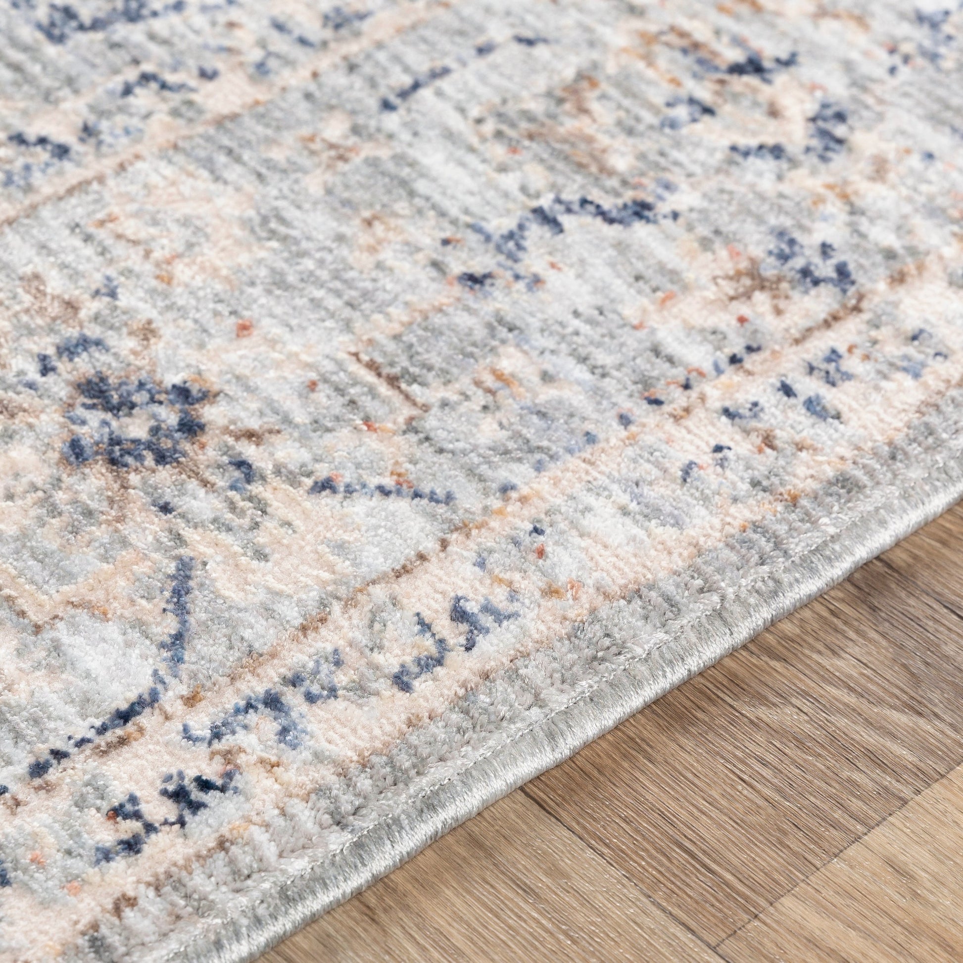 Palazzo Rug - 23912 by Livabliss in taupe, rose, pale blue, denim, navy, brown. Made from 70% polyester, 30% viscose in a unique style.
