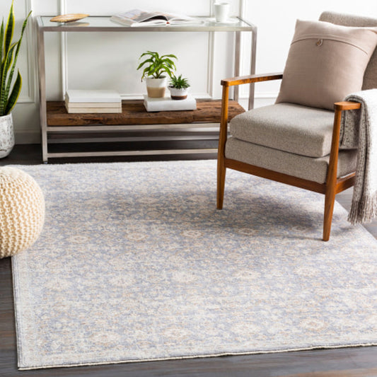 Palazzo Rug - 24355 by Livabliss in navy, denim, pale blue, brown, taupe, rose. Made from 70% polyester, 30% viscose in a unique style.