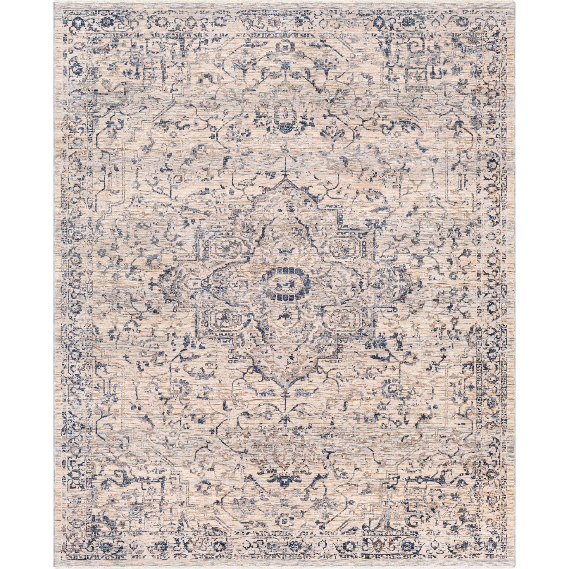 Palazzo Rug - 24438 by Livabliss in navy, denim, pale blue, brown, taupe, rose. Made from 70% polyester, 30% viscose in a unique style.