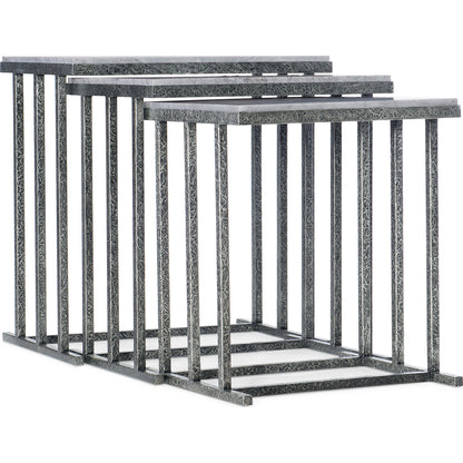 Melange Bianca Nesting Tables by Hooker Furniture in gray. Made from san juan slate with carbon steel in a transitional style.