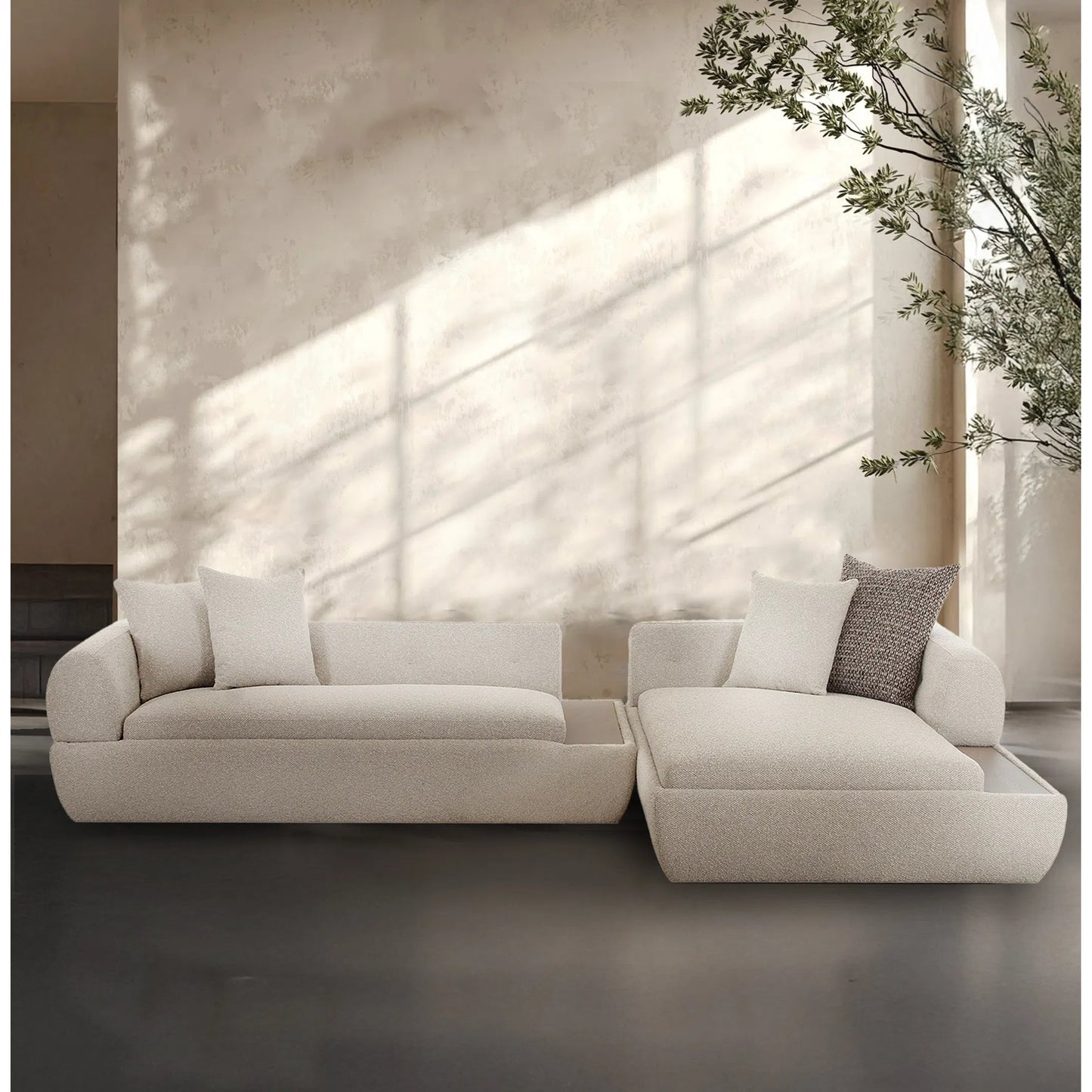 005 SI-2534670 | Lifestyle | Amara Modern Sectional Sofa - PZW-24022 by Pasargad Home in beige. Made from polyester in a unique style.