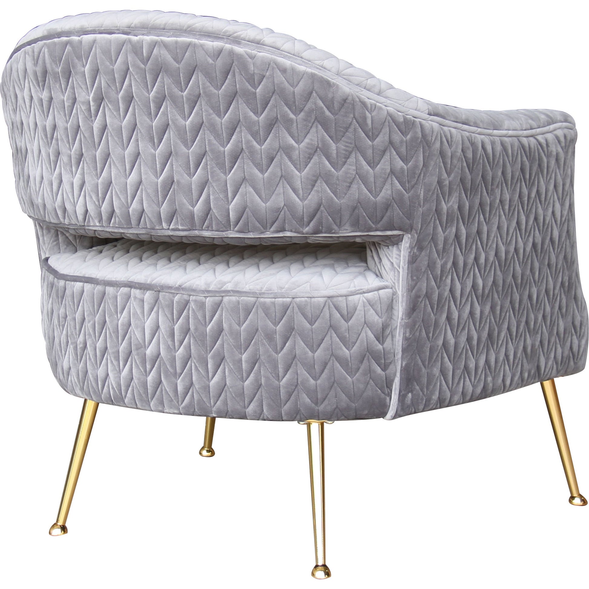Lafayette Chair by Pasargad Home in gold and silver. Made from velvet in a modern style.