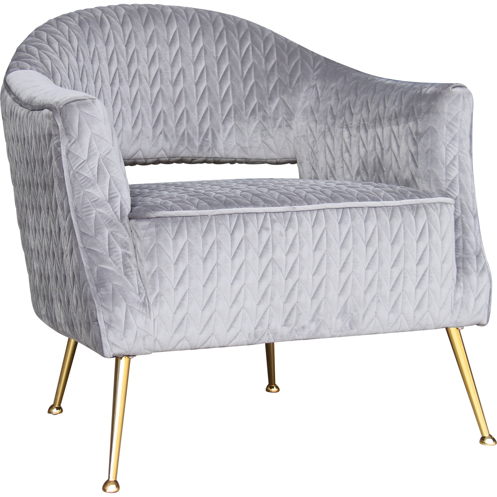 Lafayette Chair by Pasargad Home in gold and silver. Made from velvet in a modern style.