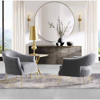 Lafayette Chair by Pasargad Home in gold and silver. Made from velvet in a modern style.